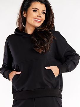 Mikina Infinite You  Voľná mikina s dlhými rukávmi, kapucňou a ozdobným prešívaním na prednej strane. Veľké klokanie vrecko na prednej strane.