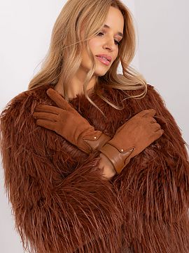 Rukavice AT  Elegantné dámske rukavice vyrobené z kombinácie dvoch rôznych materiálov. Palec a ukazovák s vyšívaným kvetom, ktorý vám umožn