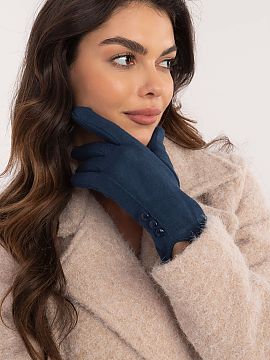 Rukavice AT  Elegantné dámske rukavice z teplej hladkej látky. Na zápästiach ozdobné gombíky. Ukazovák s vyšívaným kvietkom umožňujúci ovl�