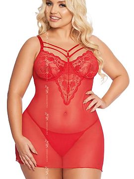 Sexi set SoftLine Collection  Sexi košeľa s korálovými výšivkami a ozdobnými prúžkami je tvojím tajným kľúčom k srdcu milovaného. Zmyselný výstrih na chr