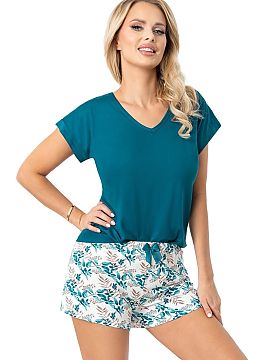 Pyžamo Donna  Dámska pyžama z jemnej viskózy je mimoriadne pohodlný set ideálny na teplé noci. Skladá sa z ľahkej blúzky s krátkym rukávom a ž