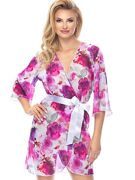 Župan Irall  Elegantný župan vyrobený z jemného šifónu je spojením ľahkosti, štýlu a pohodlia. Jemný materiál s potlačou krásne padne na po