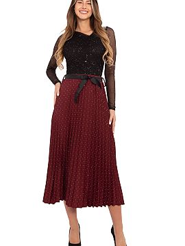 spódnica Rue Paris  Štýlová a ženská plisovaná sukňa s midi dĺžkou, vyrobená z vysokej kvality viskózy s prídavkom elastanu, zaručuje ľahkosť, pr