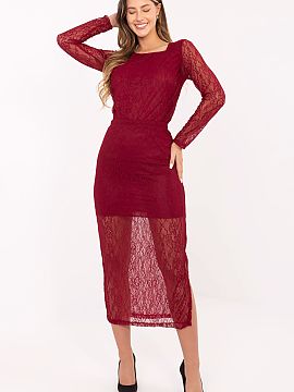 spódnica Rue Paris  Elegantná midi sukňa s čipkou, držaná v elegantnom a ženskom štýle. Vyrobená z vysoko kvalitného materiálu, nylonu s prídavkom s