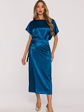 Sukňa na večer Moe  Jemné a elegantné midi šaty zo saténovej látky, ktoré očarujú jednoduchosťou strihu a vznešeným leskom látky. Šité z hladkého