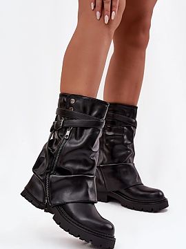 Čižmy Step in style  Dámske poltopánky po polovici lýtok sú štýlovou ponukou pre ženy, ktoré oceňujú módný vzhľad a pohodlie na každý deň. Model 