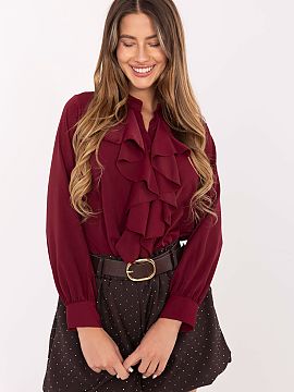 tričko s dlhým rukávom Italy Moda  Klasická dámska košeľa, ktorá kombinuje eleganciu s nadčasovým štýlom. Vyrobená z vysokej kvality polyesteru a elastanu, poskytuje