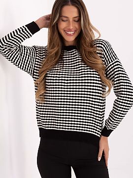 sweter Factory Price  Štýlový a pohodlný dámsky sveter s casual charakterom, ideálny na každý deň. Vyznačuje sa prúžkovým vzorom, ktorý mu dodáva m