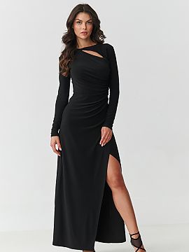 dlhé šaty Makadamia  Očarujte všetkých výnimočným vzhľadom! Táto čierna maxi šaty z elastického materiálu sú ideálnou kombináciou elegance a moder