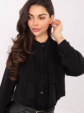 tričko s dlhým rukávom Rue Paris  Štýlová dámska blúzka bez goliera je klasický a nadčasový kúsok oblečenia, ktorý sa hodí do mnohých štýlov, či už bežných