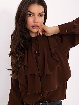 tričko s dlhým rukávom Rue Paris  Štýlová dámska košeľa bez goliera je klasický a nadčasový kúsok šatníka, ktorý sa hodí do mnohých štýlov, či už každoden