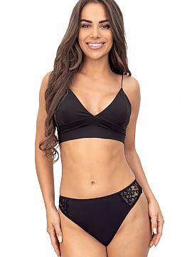 Stringi Donna  Dámske čipkové stringy sú ideálnou kombináciou elegancie a pohodlia. Zabudovaný predný diel s jemnými čipkovými vložkami po stra