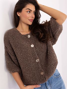 rozopínací sveter Italy Moda  Dámsky sveter vo voľnom strihu je elegantnou ponukou ideálnou na každý deň aj do práce. Vyrobený z príjemnej na dotyk pleteniny s r