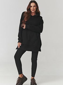 nastaviť Makadamia  Vsadite na pohodlie a štýl v jednom! Naša dámska súprava sa skladá z dlhšieho mikiny s kapucňou a priliehavých legín vo rovnakej f