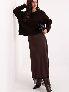 dlhá sukňa Rue Paris  Elegantná saténová maxi sukňa je kvintenciou ženskosti a jemného štýlu. Vyrobená z jemne lesklej látky s hladkou štruktúrou sa k