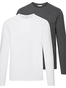 Sada Henderson  Mužské tričko typu basic v praktickom balení 2 kusy. Klasický model s dlhým rukávom a okrúhlym výstrihom, vyrobený z hladkej, mäk