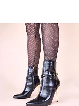 Topánky na podpätku Solea  Objavte neprekonateľnú eleganciu s našimi čiernymi topánkami na zlatom opätku s leskom Carmila. Tieto jedinečné topánky na opätku 