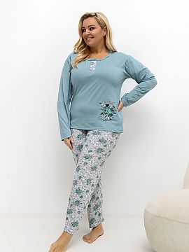 Pyžamo Plus Size Forever Pink  Pyžamo dámske veľkosti plus je pohodlná a štýlová súprava pozostávajúca z dlhého rukáva a dlhých nohavíc. Blúzka má okrúhly