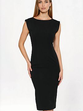 denné šaty Nife  Šaty s jednoduchým strihom v nenahraditeľnej čierni, ktoré sa perfektne prispôsobujú postave. Majú klasický okrúhly výstrih zpred