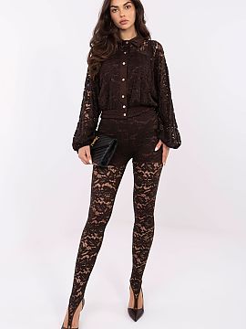 dlhé legíny Italy Moda  Elegantné legíny z ažúrovej korálky sú jedinečným modelom, ktorý sa hodí nielen na každodenné nosenie, ale aj na večierok alebo