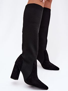 Čižmy na vysokom opätku Step in style  Dámske čižmy s holení vyrobené z elastického materiálu vo forme ponožky sú moderným a ženským návrhom pre mnoho príležitostí