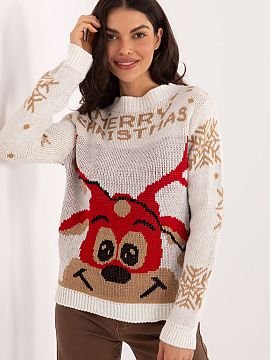 sweter Italy Moda  Dámsky sveter v štýle casual je skvelou ponukou na každodenné, návštevné príležitosti a na párty v uvoľnenej, vánočnej atmosf�