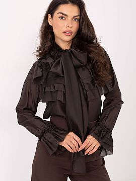 tričko s dlhým rukávom Factory Price  Elegantná dámska blúzka s postojom, klasický model ideálny na každý deň, do práce a na špeciálne príležitosti. Vyrobená z vyso