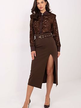 spódnica Rue Paris  Štýlová, elegantná midi sukňa, ideálna na špeciálne príležitosti, recepcie a večerné výjazdy. Vyrobená z kombinácie viskózy 