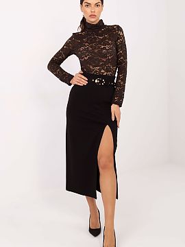 Sukňa Rue Paris  Štýlová, elegantná sukňa midi dĺžky, ideálna na návštevy, recepcie a večerné výjazdy. Vyrobena z kombinácie viskózy a nylonu,