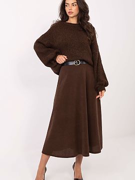 spódnica Rue Paris  Elegantná a ženská pletená midi sukňa vyrobená z prúžkovaného materiálu s rôznorodou štruktúrou. Vďaka zmesi polyesteru a elas