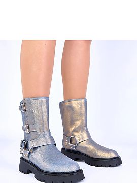 Botki Solea  Modré členkové topánky zdobené zlatými sponami Cara sú ponukou pre ženy, ktoré majú radi kombináciu elegancie s moderným štýlo