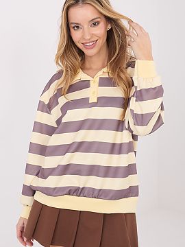 mikina Italy Moda  Dámsky casualový sveter s nadčasovým a univerzálnym štýlom, ideálny pre každodenné outfity. Model vyniká moderným prúžkovým v