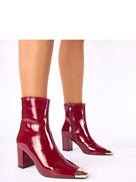 Topánky na podpätku Solea  Objavte jedinečný štýl, ktorý ponúkajú bordové lakové čižmy s ??zlatým noskom Marilyn značky Gemre. Sú to elegantné a zárove