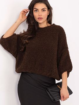 Sveter Italy Moda  Módny dámsky sveter typu boucle je skvelou voľbou pre každodenné štýlové casual outfity. Charakteristická, pestrofarebná štruktú