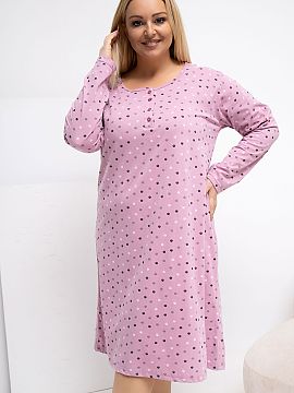 Nočná košeľa Plus Size Forever Pink  Pohodlná a štýlová nočná košeľa plus size, v ktorej dominujú roztomilé bodky, dodávajúce celku ľahkosť a ženský charakter. M