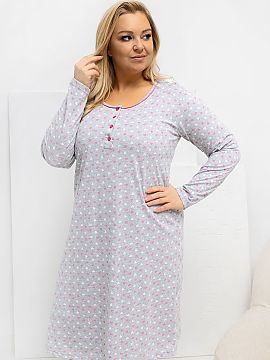 Nočná košeľa Plus Size Forever Pink  Pohodlná nočná košeľa veľkostí plus v jednoduchom, šatovom strihu, kombinujúca pohodlie s ženským štýlom. Dominujúci vzor v po