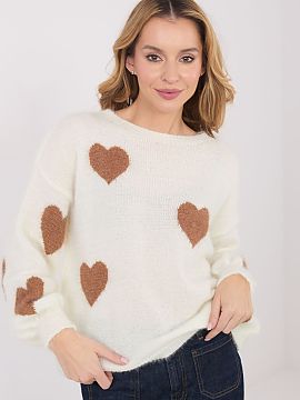 sweter Italy Moda  Dámsky sveter s casual charakterom, určený pre každodenné, pohodlné štýly. Model je vyrobený z mäkkej a teplej zmesi akrylu, mohé