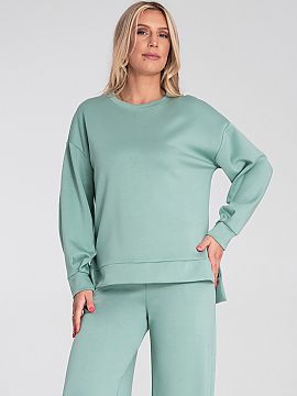 mikina Figl  Blúza pre dámy v priamom kroji, vyrobená z mäkkej a príjemnej látky na dotyk. Model s mierne predĺženým chrbtom a kratším predný