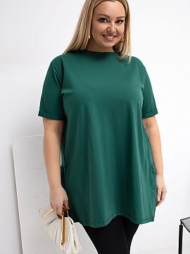 blúzka plus size Relevance  Predĺžený sveter vo casual štýle, ideálny na každodenné príležitosti. Vyrobený z príjemnej bavlny s prídavkom elastanu, vďaka 