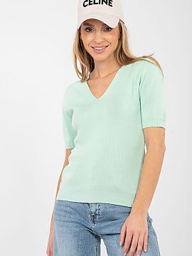 Sveter s krátkym rukávom Factory Price  Dámsky sveter v štýle casual je univerzálnou ponukou ideálnou nielen na každodenné nosenie, ale aj do práce. Vyrobený z príjemnej 