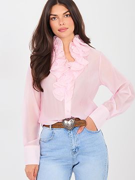 Tričko s dlhým rukávom Factory Price  Dámska blúzka z priehľadného materiálu je štýlový návrh, ktorý kombinuje klasiku so subtilnou eleganciou. Vyhotovená z ľahkej, j