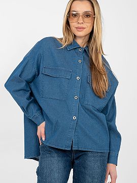 tričko s dlhým rukávom Italy Moda  Štýlová dámska denimová košeľa v uvoľnenom, casual štýle, ideálna na každodenné príležitosti. Vyhotovená z vysokokvalitnej z