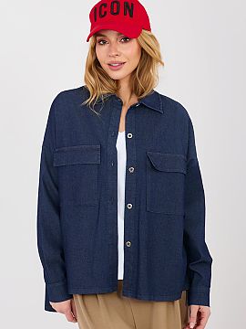 tričko s dlhým rukávom Italy Moda  Štýlová dámska jeansová košeľa v uvoľnenom, casual štýle, ideálna na každodenné príležitosti. Vyrobená z vysokokvalitnej zme
