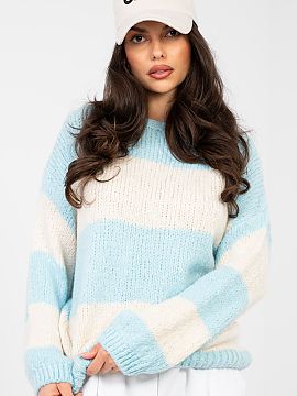 sweter Italy Moda  Módny dámsky oversized sveter je ideálnou voľbou na každodenné, neformálne outfity. Voľný strih zabezpečuje slobodu pohybu a pohod