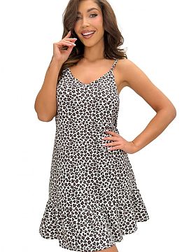 Nočná košeľa Donna  Štýlová nočná košeľa na ramienkach je kombináciou pohodlia a moderného dizajnu. Voľný, pohodlný strih sa voľne prispôsobuje po