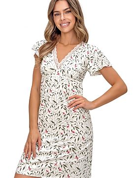 Nočná košeľa Donna  Elegantná nočná košeľa s voľným, pohodlným strihom, ktorá kombinuje pohodlie s jemným, ženským štýlom. Vyrobená z mäkkej a p