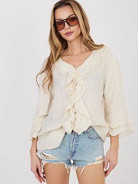 tričko s dlhým rukávom Italy Moda  Košeľa pre ženy v boho štýle, ktorá sa skvele hodí do každodenných outfitov, ale aj do práce. Model sa vyznačuje pestrou štrukt�