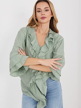 tričko s dlhým rukávom Italy Moda  Košeľa dámska v boho štýle, ktorá sa skvele hodí do každodenných outfitov, ako aj do práce. Model sa vyznačuje pestrou faktúrou 