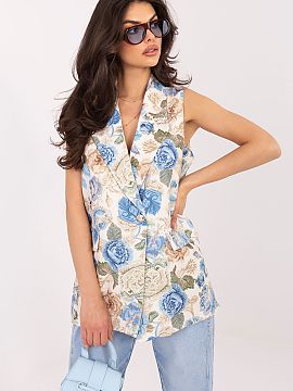 Vesta Italy Moda  Dámsky žaket s kvetinovým vzorom je elegantným prvkom šatníka, ktorý sa skvele hodí na každodenné nosenie do práce, ale aj na šp