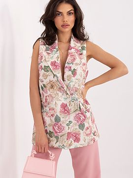 Vesta Italy Moda  Dámsky žaket s kvetinovým vzorom je elegantným kúskom oblečenia, ktorý sa skvele hodí tak do každodenného života, do práce, ako 